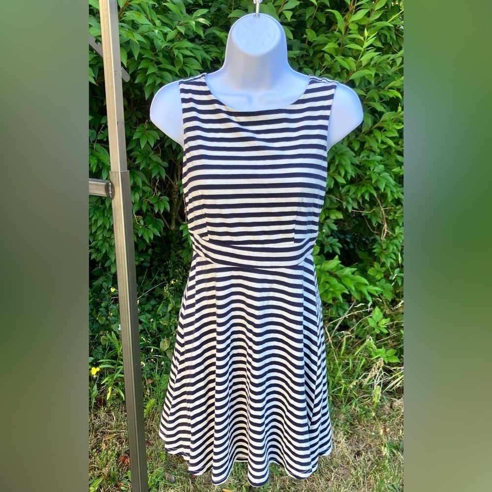 Lovely Girl Striped Black and White Midi Dress Size S